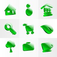set glass icons button color symbol