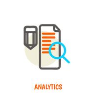 Flat line icons of analytics vector illustration concept