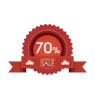 Christmas sales badge with ribbons Eps10 vector illustration