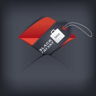 Black Friday sales invitation in envelope Eps10 vector illustration