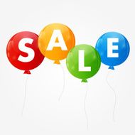 Color Glossy Balloons Sale Concept of Discount Vector Illustrat N8