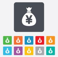 Money bag sign icon Yen JPY currency N10
