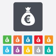 Money bag sign icon Euro EUR currency N12