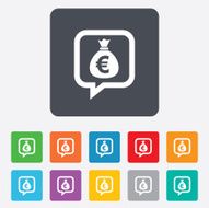 Money bag sign icon Euro EUR currency N14