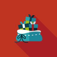 Christmas gift baskets flat icon with long shadow eps10 N20