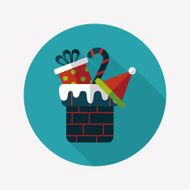 Christmas gift baskets flat icon with long shadow eps10 N23