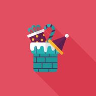 Christmas gift baskets flat icon with long shadow eps10 N25