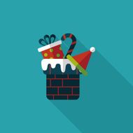 Christmas gift baskets flat icon with long shadow eps10 N26