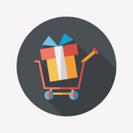 shopping cart flat icon with long shadow N18