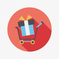 shopping cart flat icon with long shadow N20