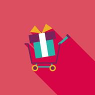 shopping cart flat icon with long shadow N21