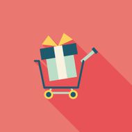 shopping cart flat icon with long shadow N22