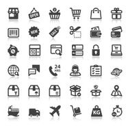 Shopping online flat icons with reflection N2