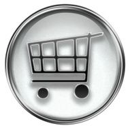 shopping cart icon grey isolated on white background