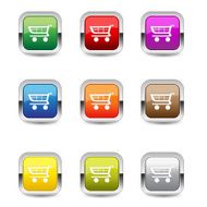 Shopping Square Vector Blue Web Icon Set Button
