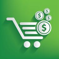 Shopping cart symbol on green background clean vector