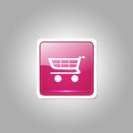 Shopping Square Vector Pink Web Icon Button