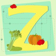 Letter &quot;z&quot; from stylized alphabet with fruits and vegetables