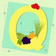 letter-q-from-stylized-alphabet-with-fruits-and-vegetables