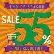 55 Percent End of Season Sale Vector Illustration