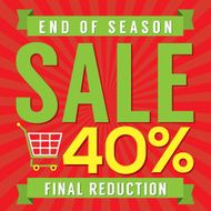 40 Percent End of Season Sale Vector Illustration
