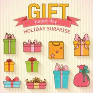 colorful vintage gift set background concept illustration design