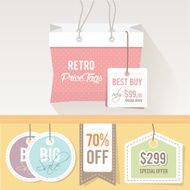 retro collection of store price tags in flat design style