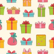 colorful vintage gift set seamless pattern concept illustration design