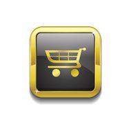 Shopping Square Vector Golden Black Web Icon Button