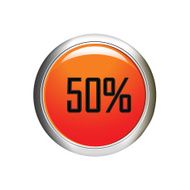 Internet button 50 percent discount icon on white background