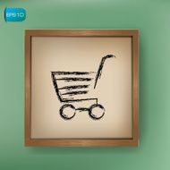 Shopping cart sign drawing on blackboard background vector
