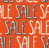 hand drawn word Sale seamless pattern on red