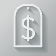 Price Tag Paper Thin Line Interface Icon With Long Shadow