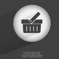basket Flat modern web button with long shadow and space