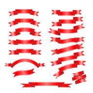 Big Red Ribbons Set Isolated On White Background N2