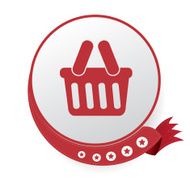 Basket symbol Red button on White background vector
