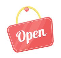 Vector Open Sign Flat Icon