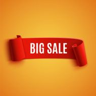 Red realistic detailed curved paper sale banner N2