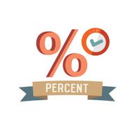Percent concept design retro design on white background clean vector