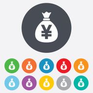 Money bag sign icon Yen JPY currency N15