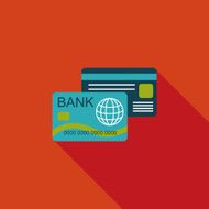 credit card flat icon with long shadow N5