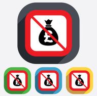 No Money bag sign icon Pound GBP currency