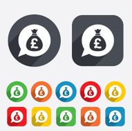 Money bag sign icon Pound GBP currency N23