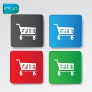 Shopping cart buttons four colors vector