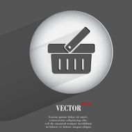 basket Flat modern web button with long shadow and space N3