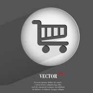 basket Flat modern web button with long shadow and space N4