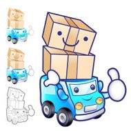 Car mascot moving a box N2