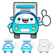 Delivery Truck Mascot the hand best gesture Product and Distrib