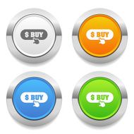 Four color round button with buy icon and metallic border
