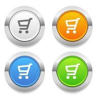 Four color round button with shop icon and metallic border